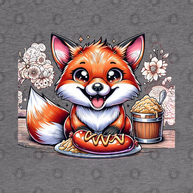 Cute Fox eating german food by TaevasDesign